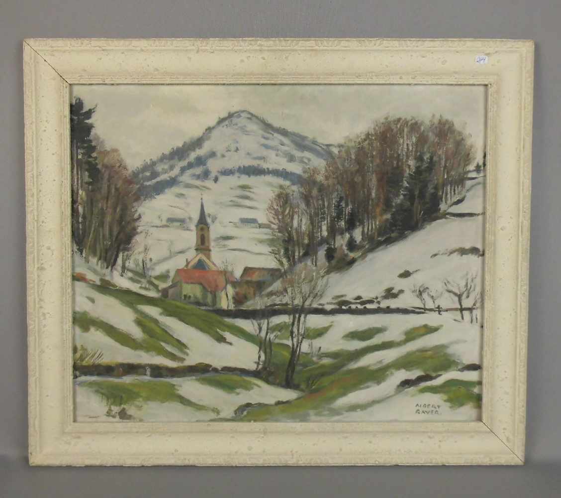 BAYER, ALBERT (1885-1963), Gemälde / painting: "Vorfrühlingslandschaft mit Schneeresten und
