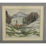 BAYER, ALBERT (1885-1963), Gemälde / painting: "Vorfrühlingslandschaft mit Schneeresten und