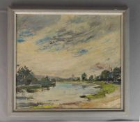 NASS, HEIN (1903-1985), Gemälde / painting: "Emslandschaft bei Rheine", Öl auf Leinwand / oil on