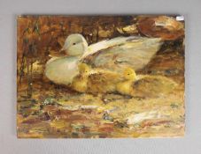 KLARL, JOESEF (Straubing 1909-1986 Schelklingen), Gemälde / painting: "Entenfamilie im Unterholz",