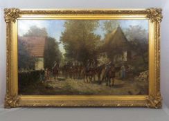 HOFFMANN, WILHELM (1860 - ?), Gemälde / painting: "Rückkehr vom Kaisermanöver", Öl auf Leinwand /