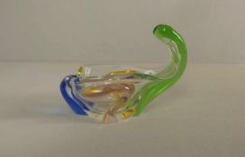MURANO - GLASSCHALE / glass bowl, Klarglas mit farbigen Partien in Rot-, Grün- und Blautönen;
