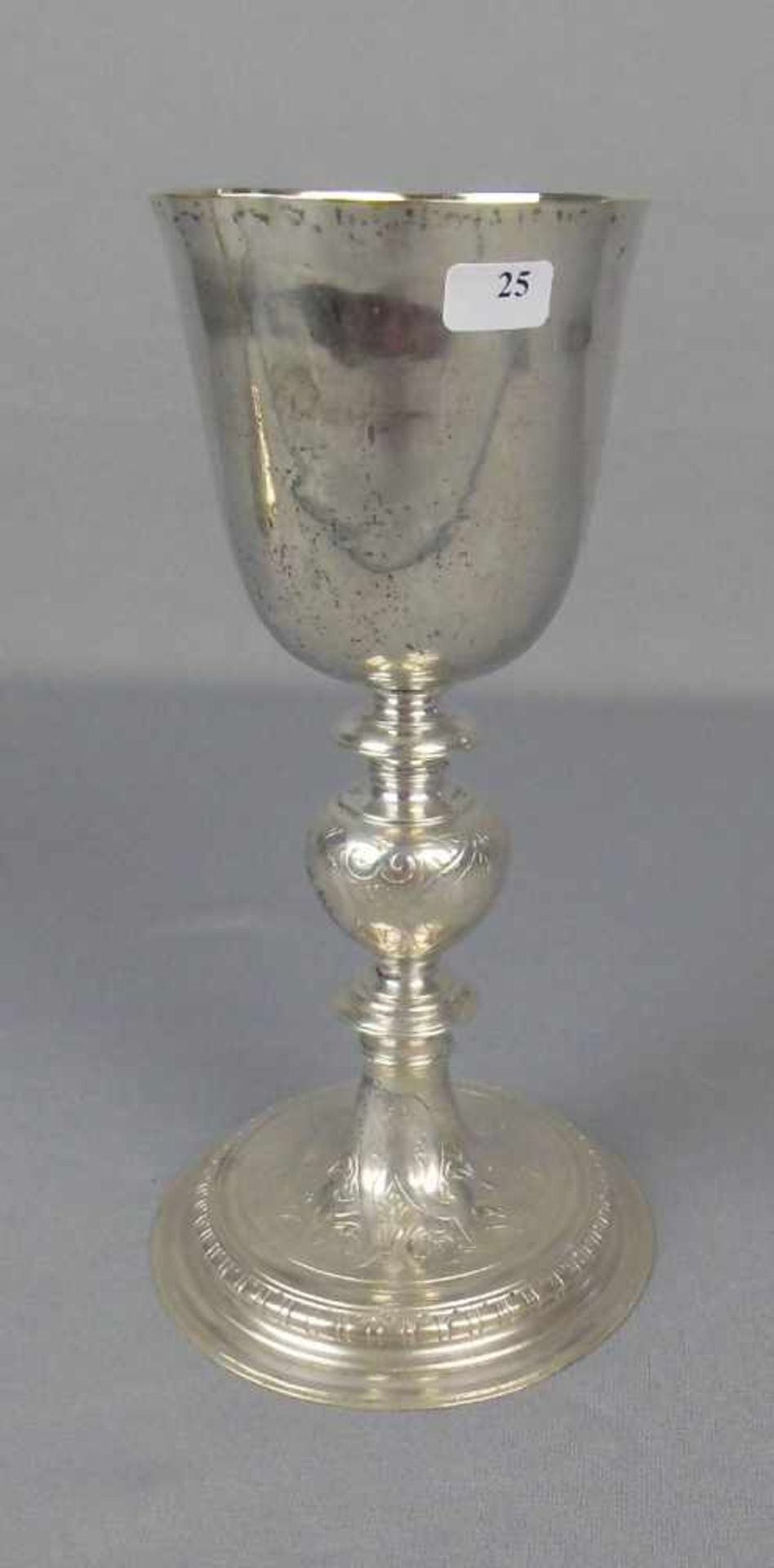 BAROCKES ZIBORIUM / MESSKELCH / ABENDMAHLSKELCH / KELCH / silver chalice, Silber (302 g), - Image 5 of 10