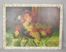 BOSEÀ, CARMEN (19./20. Jh.), Gemälde / painting: "Stillleben mit Früchten und Nelkenstrauß", Öl
