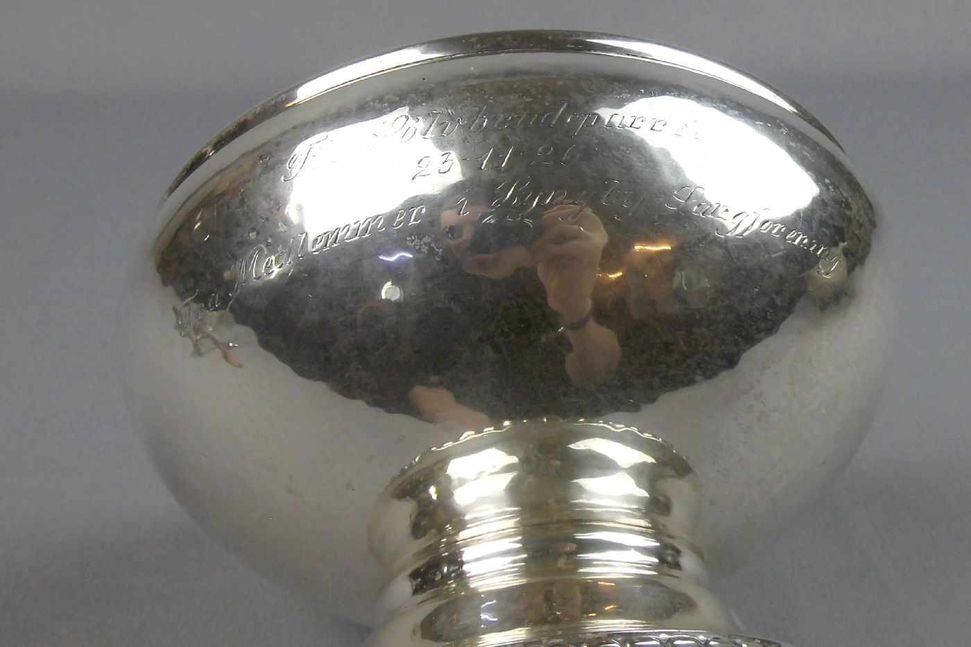 FUSSCHALE / silver bowl on a stand, 826er Silber (288 g), Kopenhagen, Dänemark, 1926, gepunzt mit " - Image 4 of 6