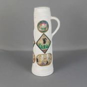 GROSSER KRUG "Das Urteil des Salomon", Keramik mit Salzglasur, um 1900. Konische Wandung mit