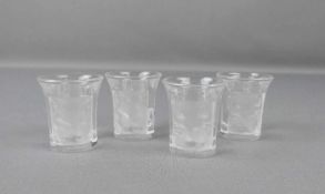 4 LALIQUE - SCHNAPSGLÄSER / LIKÖRGLÄSER "ENFANTS"/ liquor shot glasses, Kristallglas, partiell