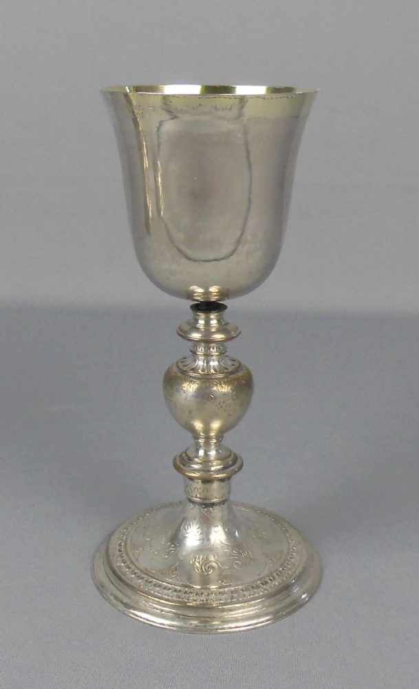 BAROCKES ZIBORIUM von 1647 / MESSKELCH / ABENDMAHLSKELCH / silver chalice, Silber (430 g), auf der