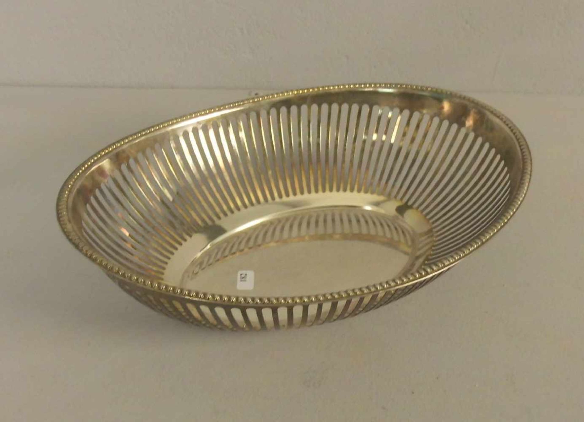 KORBSCHALE / BROTKORB / bowl, versilbertes Metall / plated. Ovale Schale mit durchbrochener - Image 3 of 3