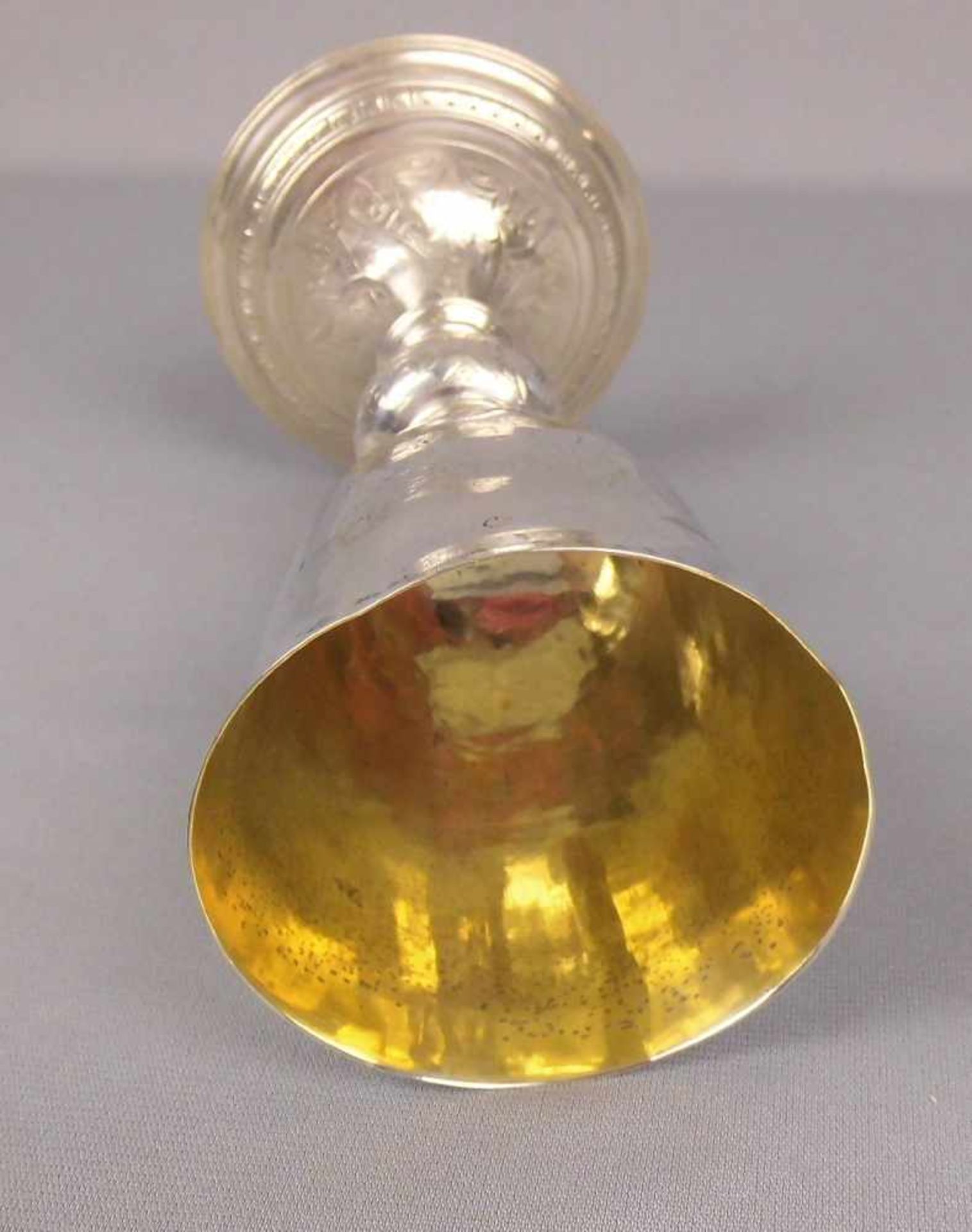BAROCKES ZIBORIUM / MESSKELCH / ABENDMAHLSKELCH / KELCH / silver chalice, Silber (302 g), - Image 6 of 10