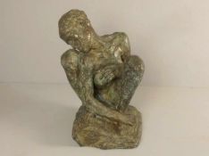 RODIN, AUGUSTE (Paris 1840-1917 Meudon): Skulptur / sculpture: "Die Kauernde", Bronze; posthume,