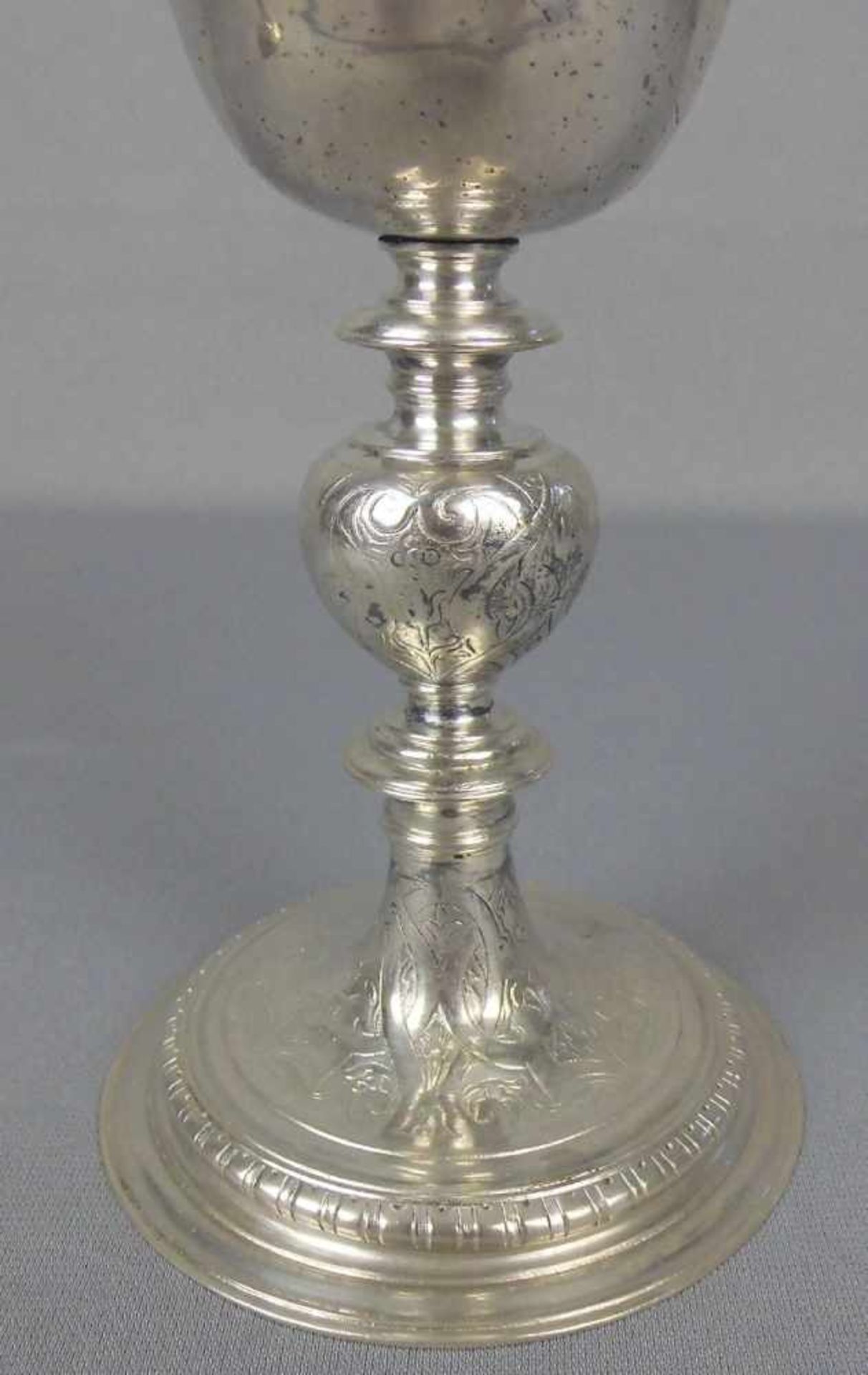 BAROCKES ZIBORIUM / MESSKELCH / ABENDMAHLSKELCH / KELCH / silver chalice, Silber (302 g), - Image 4 of 10