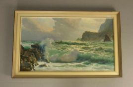 S. FILING (?, 20. Jh.), Gemälde / painting: "Felsige Küste mit Brandung", Mitte 20. Jh., Öl auf