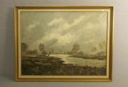 ANSCHÜTZ, GEORG FRIEDRICH MARIA (1920-1991), Gemälde / painting: "Niederrheinische Landschaft", Öl