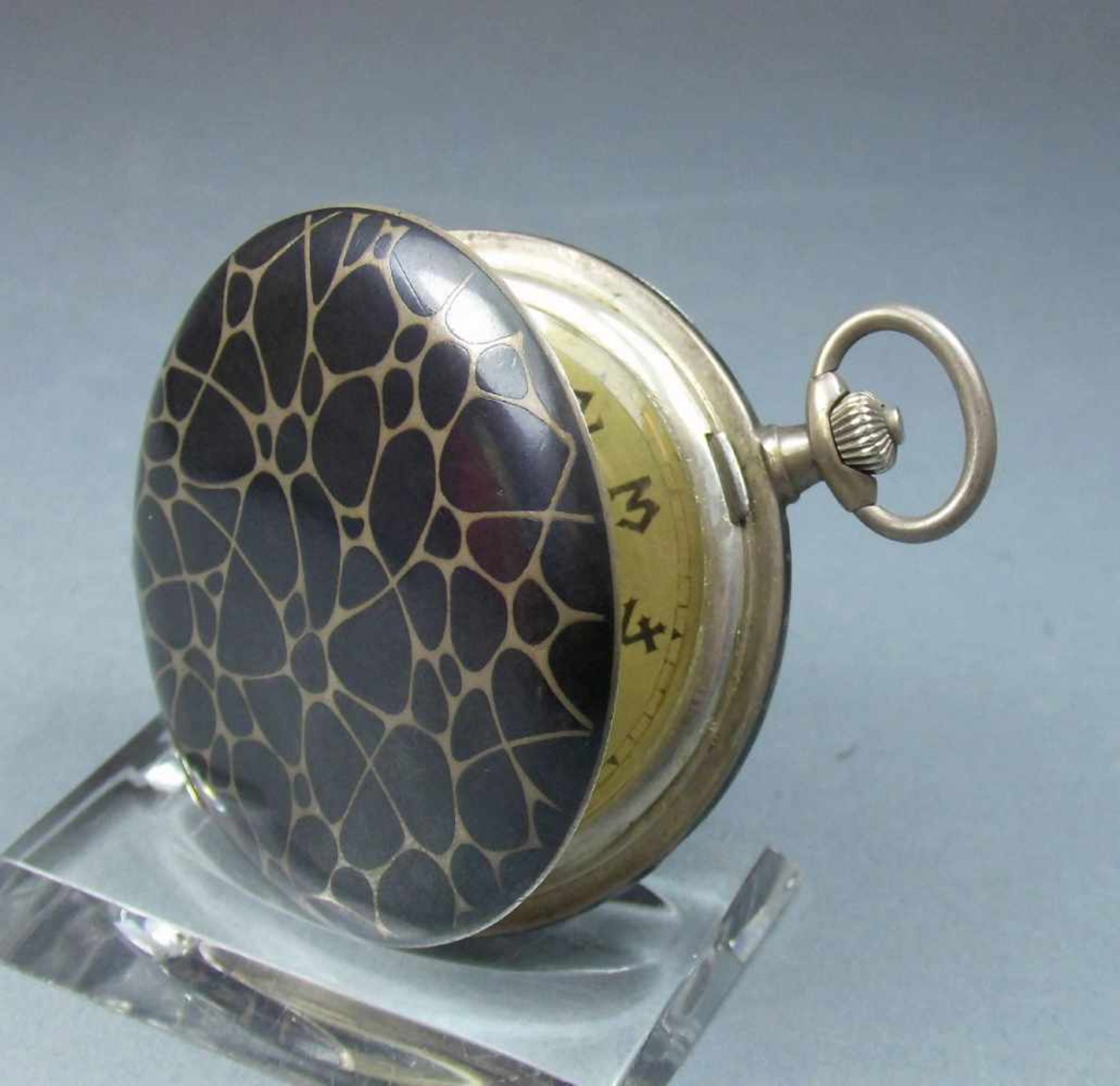 ALPINA SAVONETTE - TASCHENUHR MIT NIELLO-GEHÄUSE / niello hunter case, Art Déco, Schweiz,