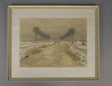 BLANCK, OTTO (Wilhelmshaven 1912-1982 Oldenburg), Aquarell / watercolour: "Winterliche Landschaft