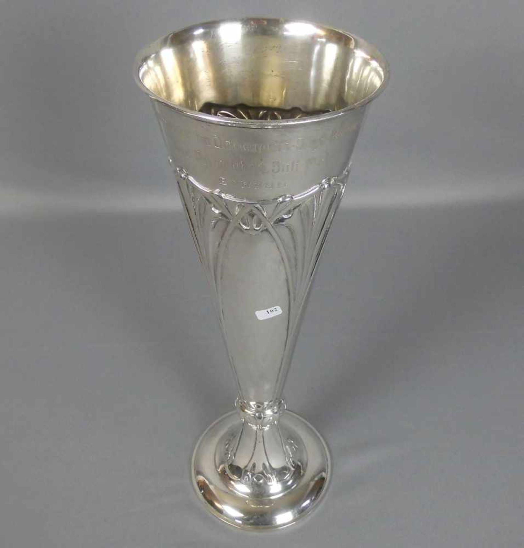 SILBERNE JUGENDSTIL - VASE / art noveau silver vase, 800er Silber (732 g), Manufaktur Koch & - Bild 3 aus 3