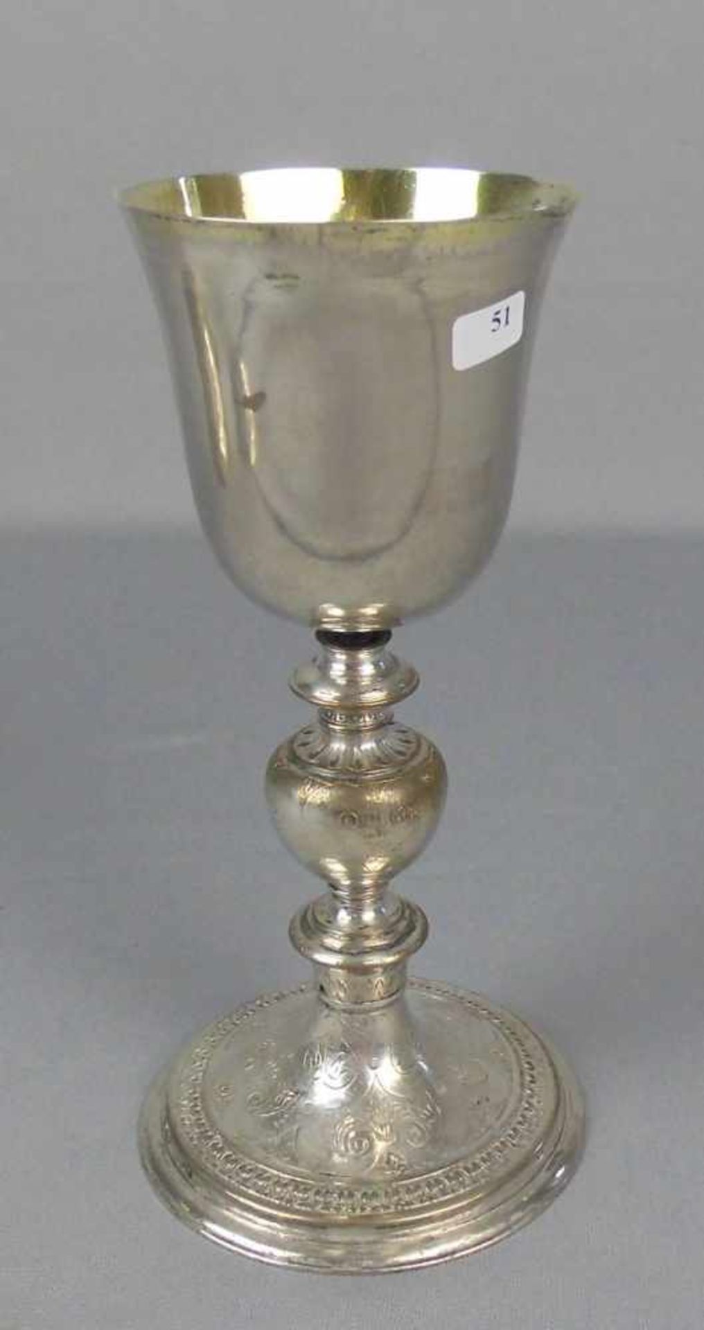 BAROCKES ZIBORIUM von 1647 / MESSKELCH / ABENDMAHLSKELCH / silver chalice, Silber (430 g), auf der - Bild 2 aus 8