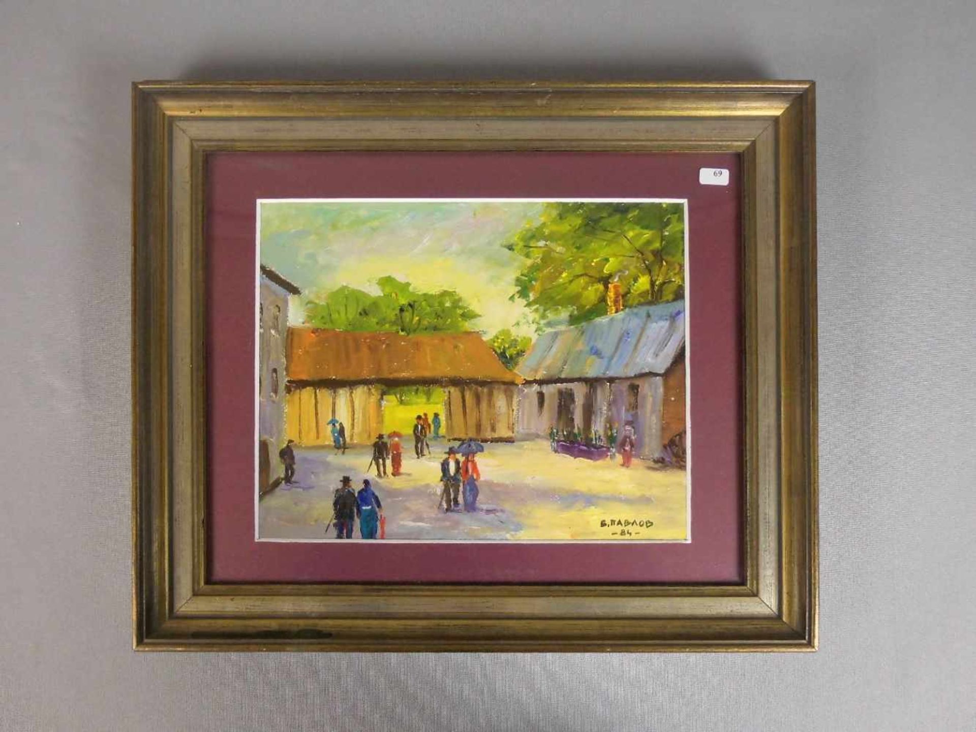 PAVLOV, BORIS (Belvas/Lettland 1928-2005 Moskau), Gemälde / painting: "Bauernhof und Weingut in