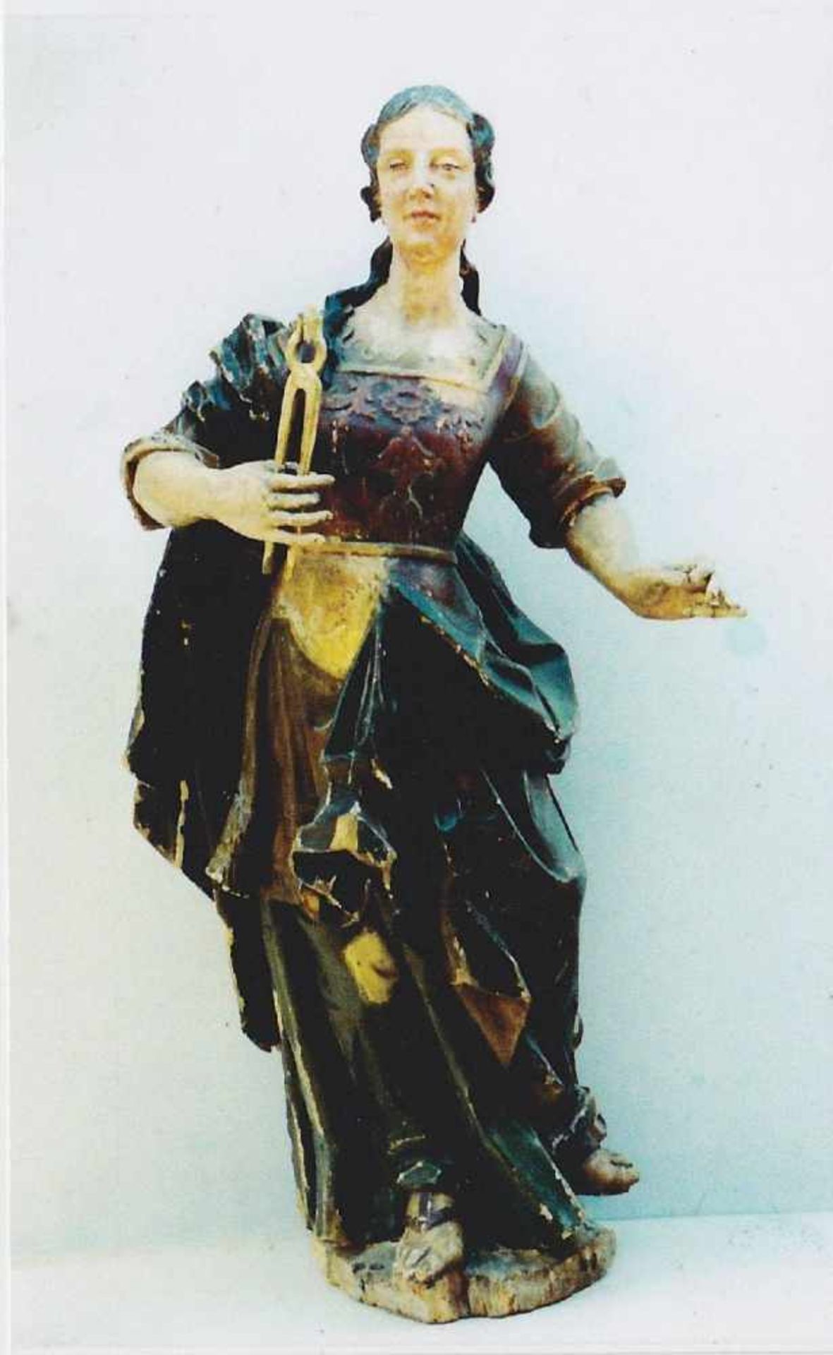SKULPTUR: "Heilige Apollonia von Alexandria", Böhmen, 17./18 Jh. Die frühchristliche Heilige des - Bild 5 aus 5