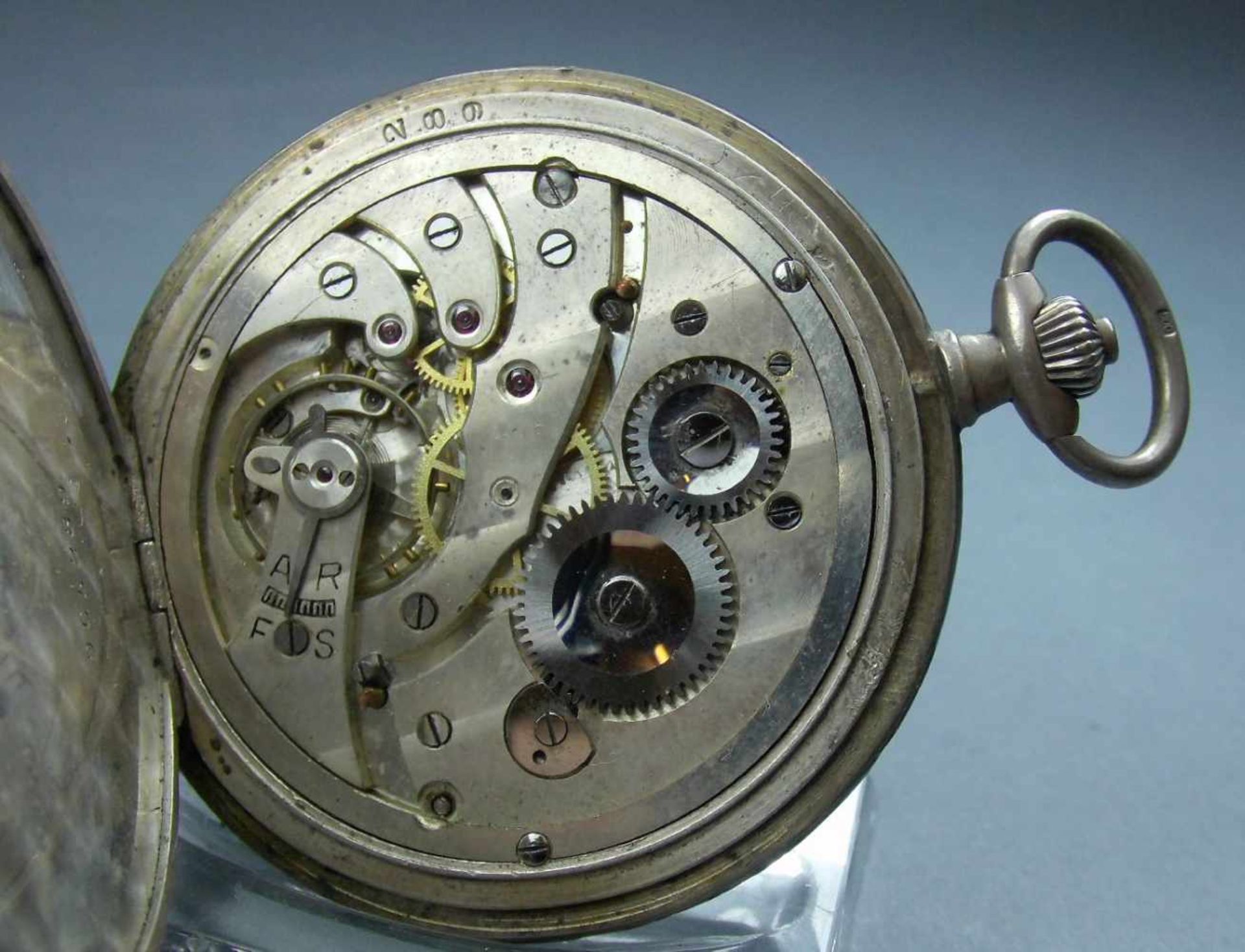 ALPINA SAVONETTE - TASCHENUHR MIT NIELLO-GEHÄUSE / niello hunter case, Art Déco, Schweiz, - Bild 5 aus 13