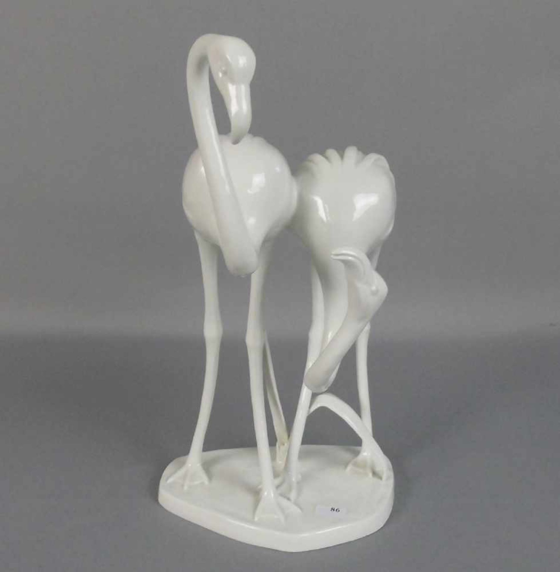 FIGURENPAAR: "Flamingos", Weissporzellan, Manufaktur Meissen, Entwurf Elfriede Reichel-Drechsler