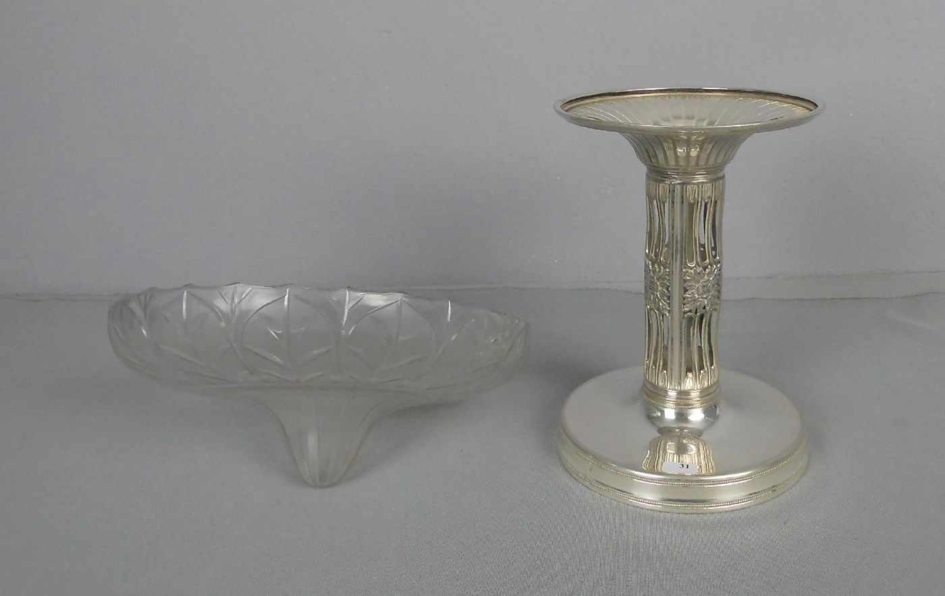 JUGENDSTIL - FUSSSCHALE / TAFELAUFSATZ / bowl on a stand / Art nouveau centerpiece, zweiteilig, - Bild 2 aus 3