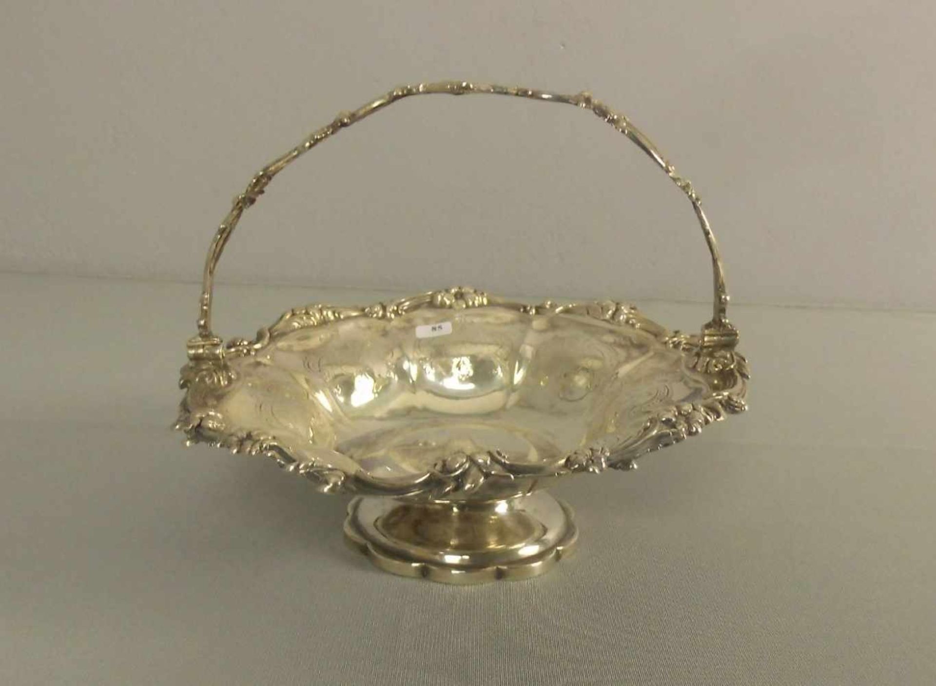 FUSS - SCHALE / HENKELSCHALE / Korbschale / bowl on a stand / basket, Sterlingsilber (502 g), London