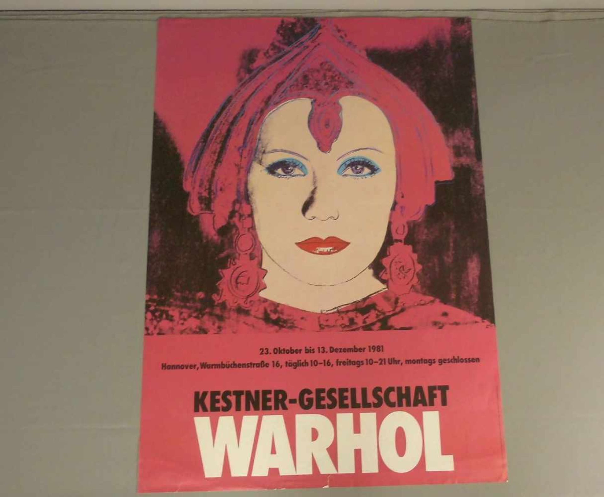 WARHOL, ANDY (1928-1987), Plakat „Greta Garbo“, 1981. Plakat zur Ausstellung „Warhol“ in der
