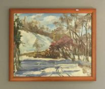 KRASNOV, ALEXEIJ (geb. 1923), Gemälde / painting: "Erster Schnee / Winterlandschaft", Öl auf