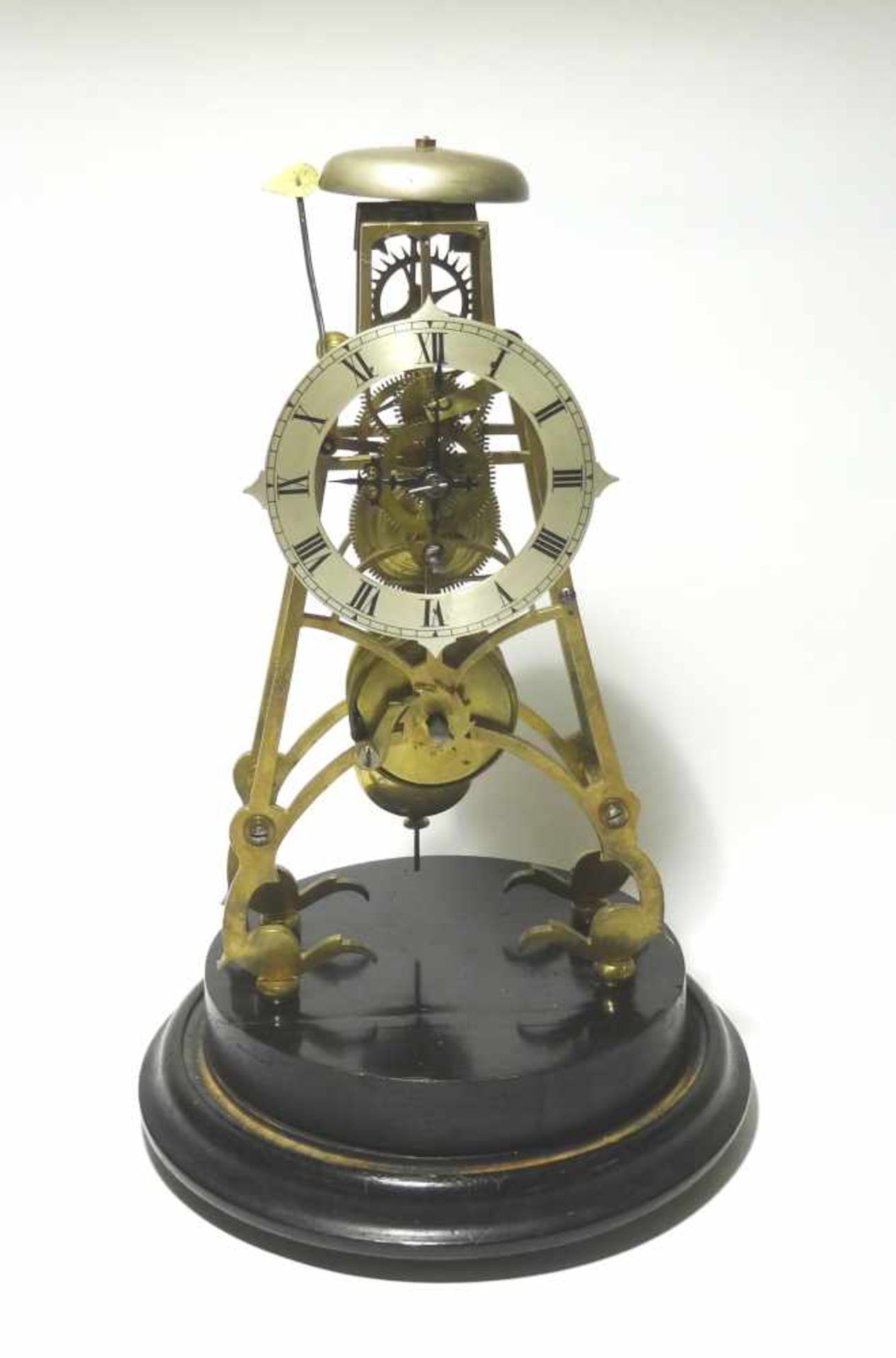Skelettuhr mit Glasdom sehr schöne alte Skelettuhr mit Hakenhemmung und Stunden Schlag auf Glocke - Bild 2 aus 5