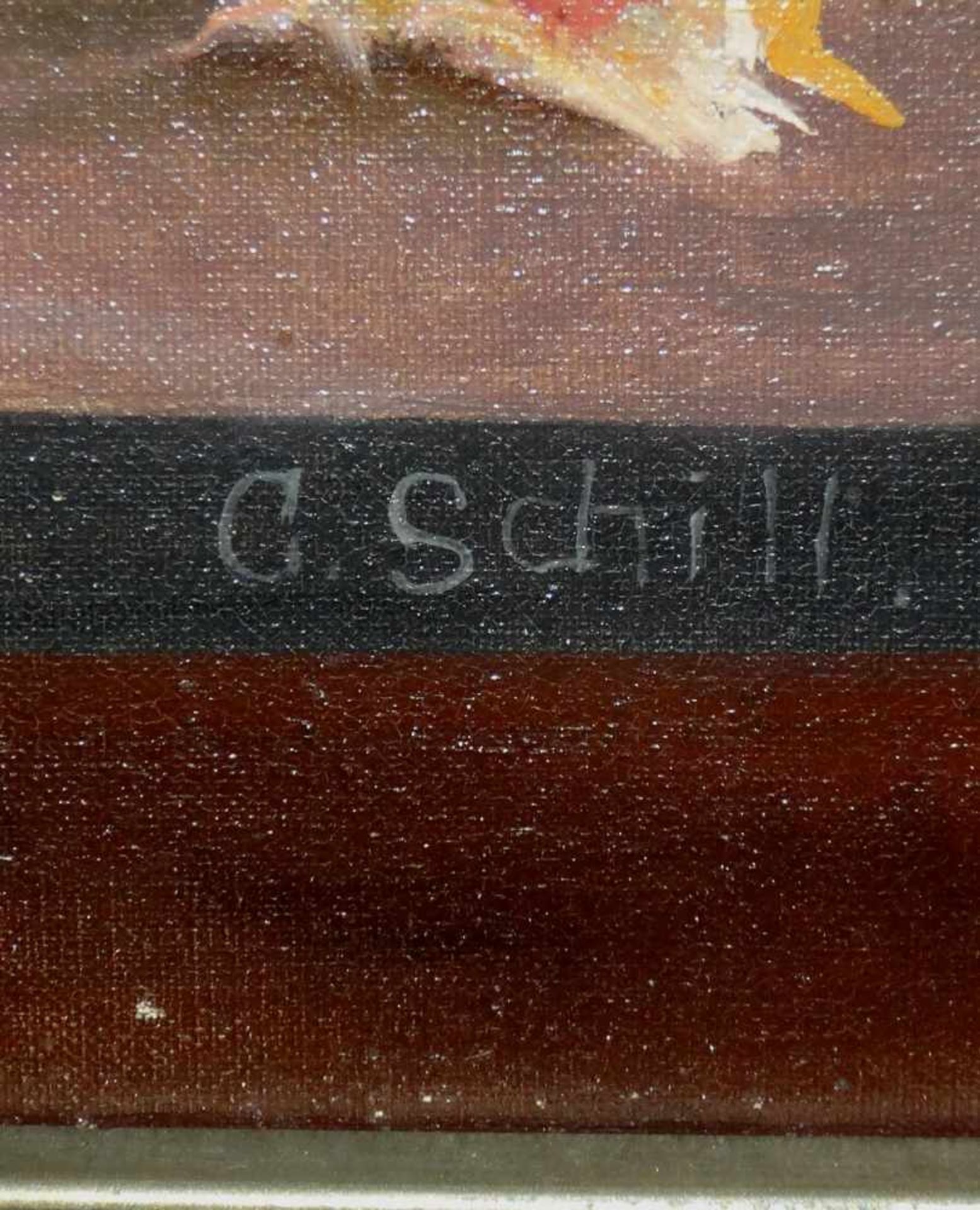 Ölbild auf Leinwand Rosenstillleben Öl auf Leinwand, in vergoldeter Rahmung, Bildmaß 53x63 cm, - Bild 2 aus 2
