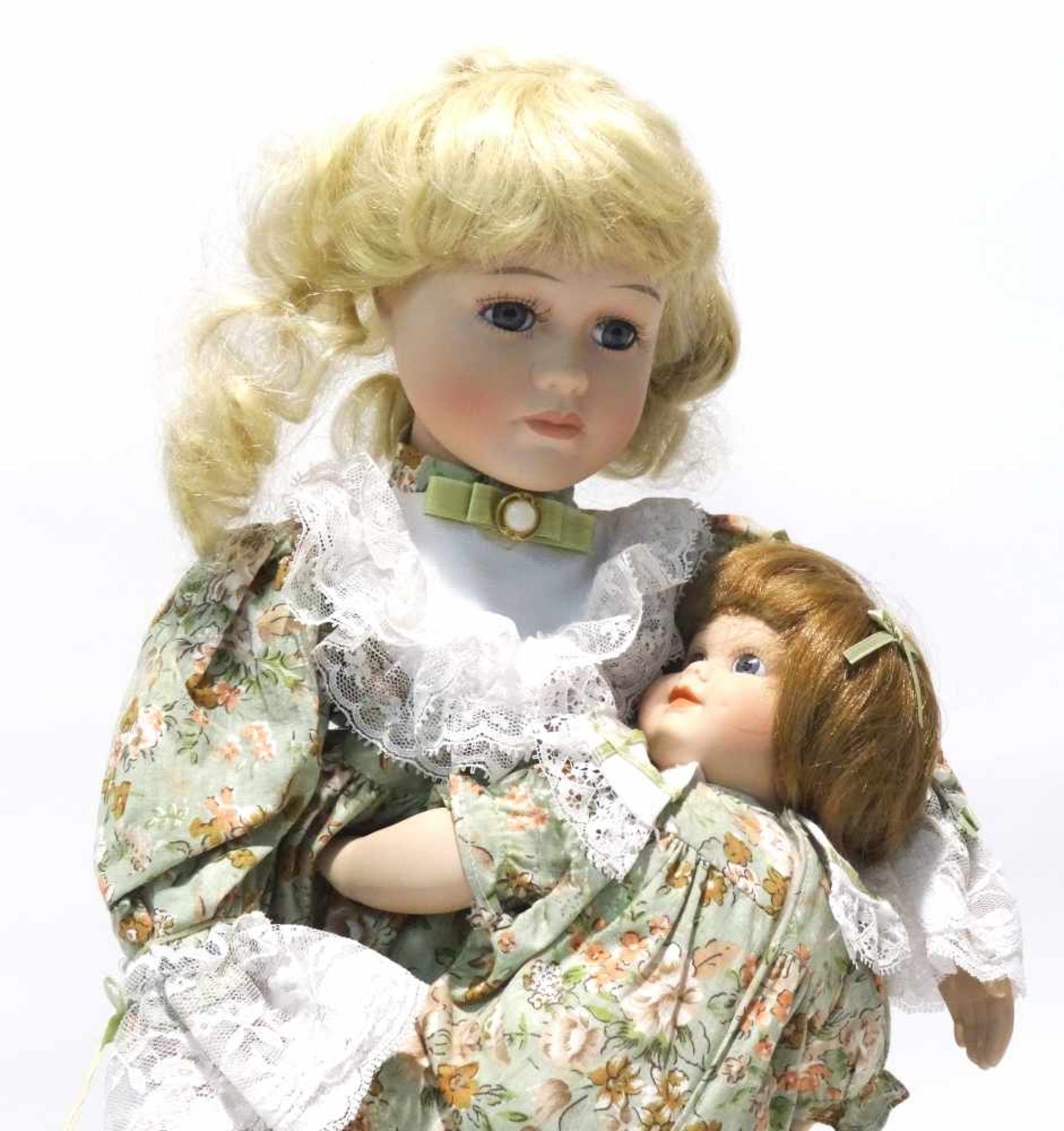 Mutter-Kind Puppe mit Aufsteller, Höhe ca. 47cm, Puppe mit Echthaar, sehr schöne Handarbeit - Image 2 of 3