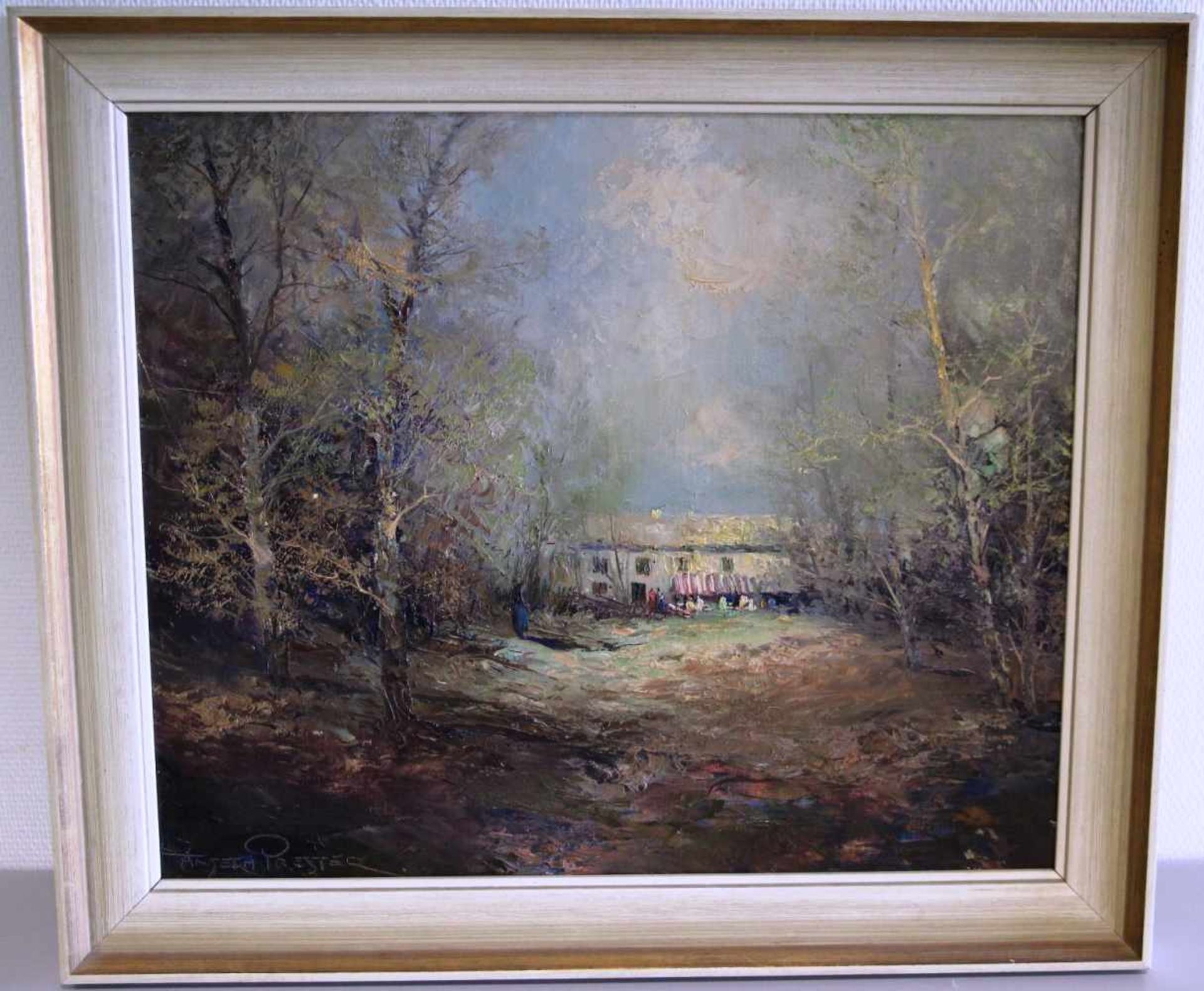 Ölbild A. Presler Ölbild auf Leinwand, Anselm Prester geb 1943 bekannter deutscher Maler, Bauernhof,