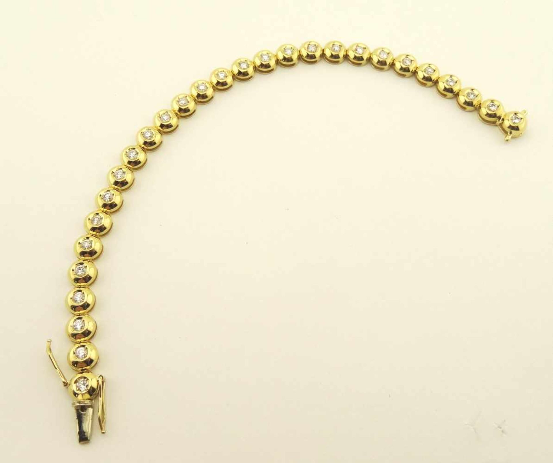 Tennisarmband 585 Gold Brillant mit 28 Brillanten a ca. 0,07ct ges. ca. 2 ct. TW/ pi1, Länge ca.