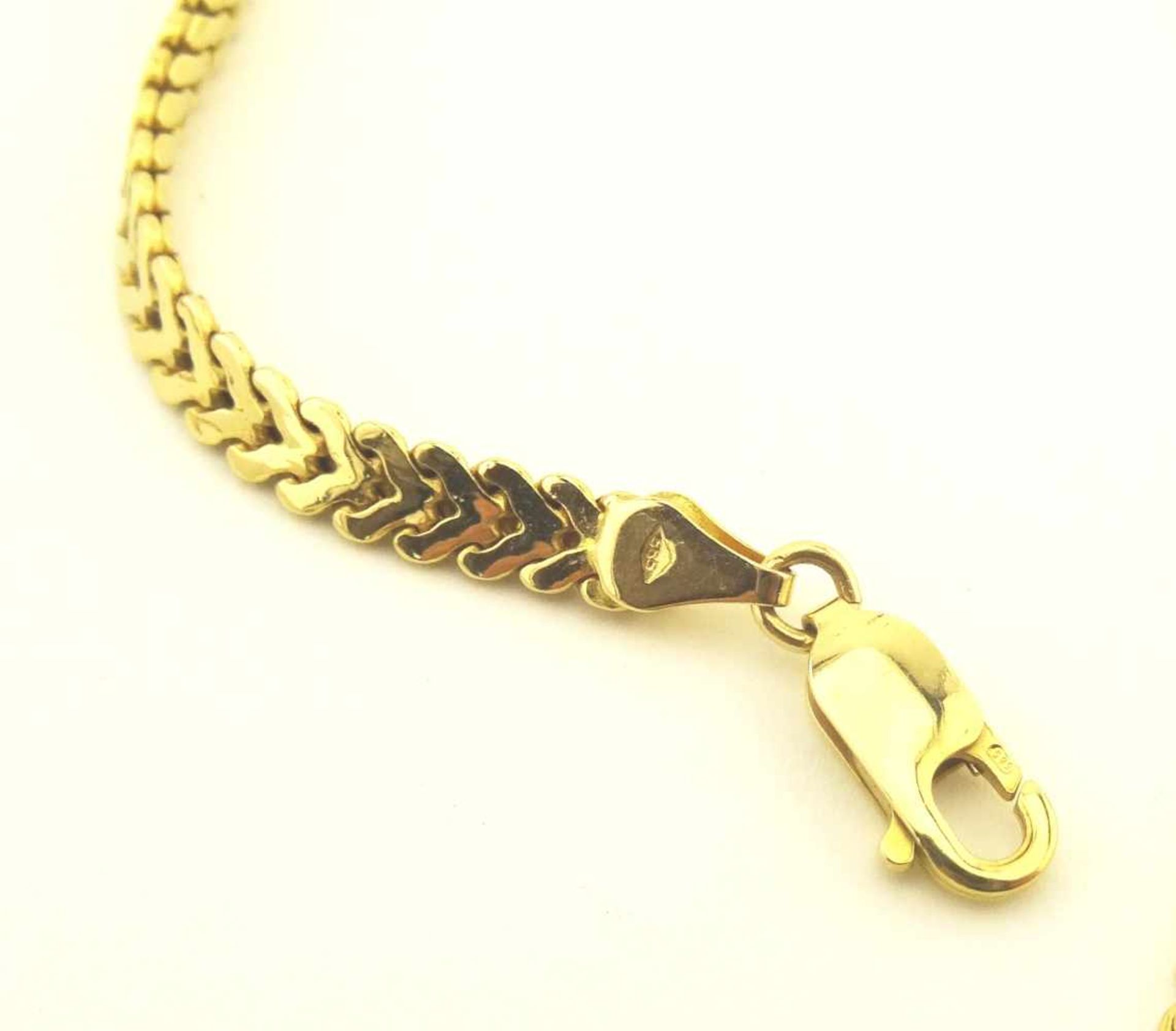 Brillant Collier 585 Gold Mittelteil mit 5 Brillanten zus. ca. 0,50ct, TW/pi1, Länge ca. 45cm, - Bild 3 aus 3