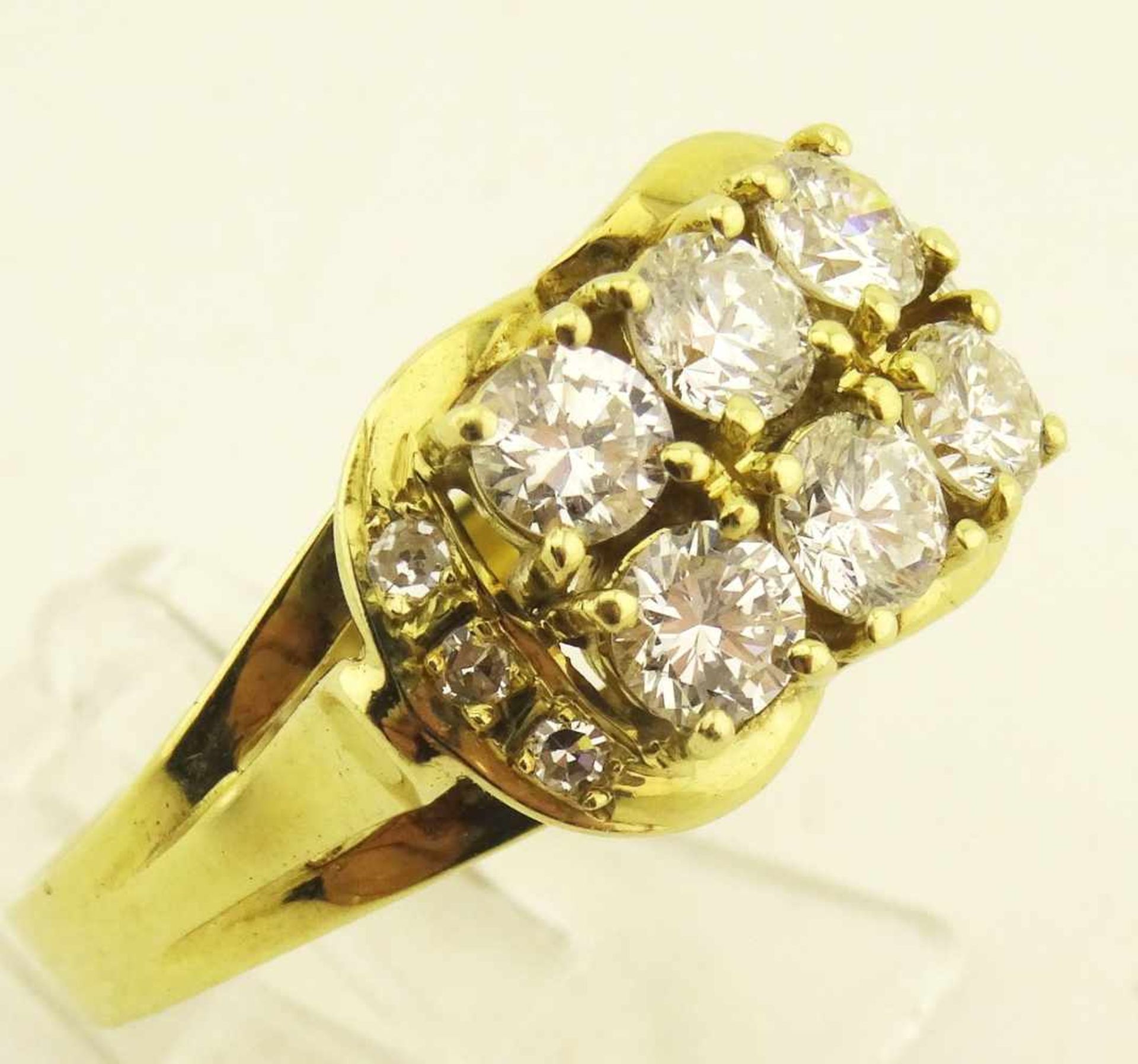 Damenring Brillant 585 Gold mit 6 Diamanten zus. ca. 0,06ct. und 6 Brillanten zus. ca. 1,50ct. tw/ - Bild 3 aus 3