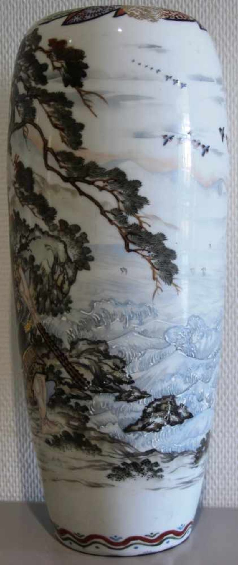 1 Paar Bodenvasen Japan handbemalte jap. Bodenvasen aus der Meiji Zeit, Höhe 43 cm - Bild 7 aus 9