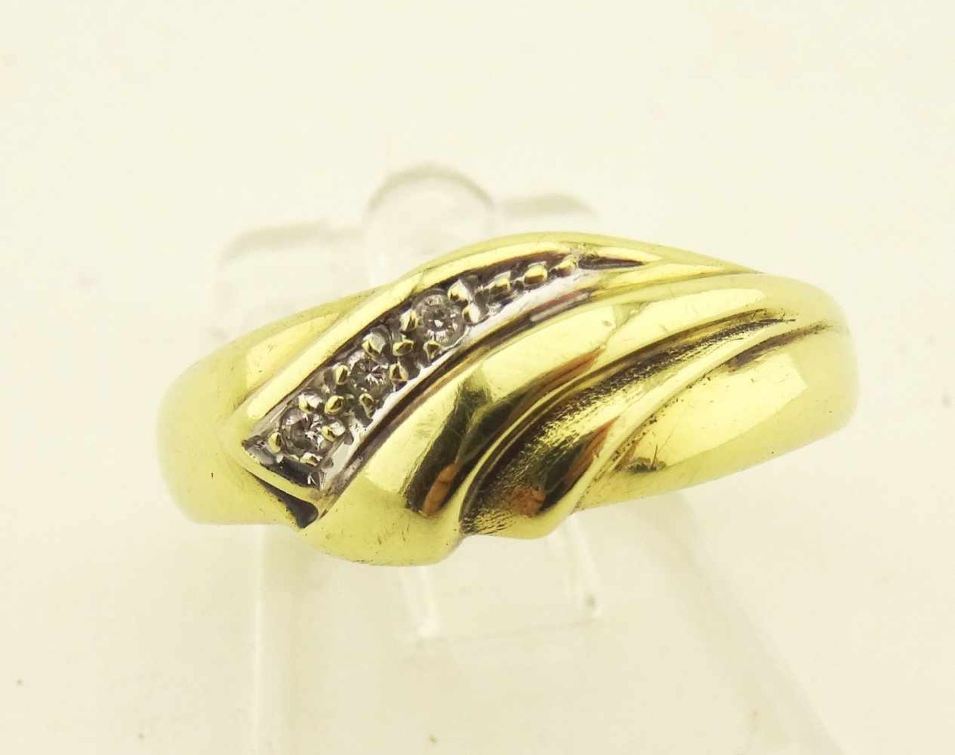 Damenring 585 Gold mit Diamant, bicolor, RG 51, Gewicht ges. ca. 3g