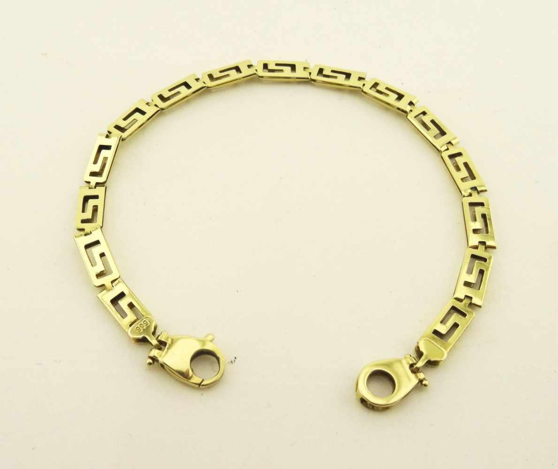 Armband 585 Gold im Mäandermuster, Länge ca. 19 cm, Breite ca. 5mm, Gewicht ges. ca. 7g - Bild 2 aus 3