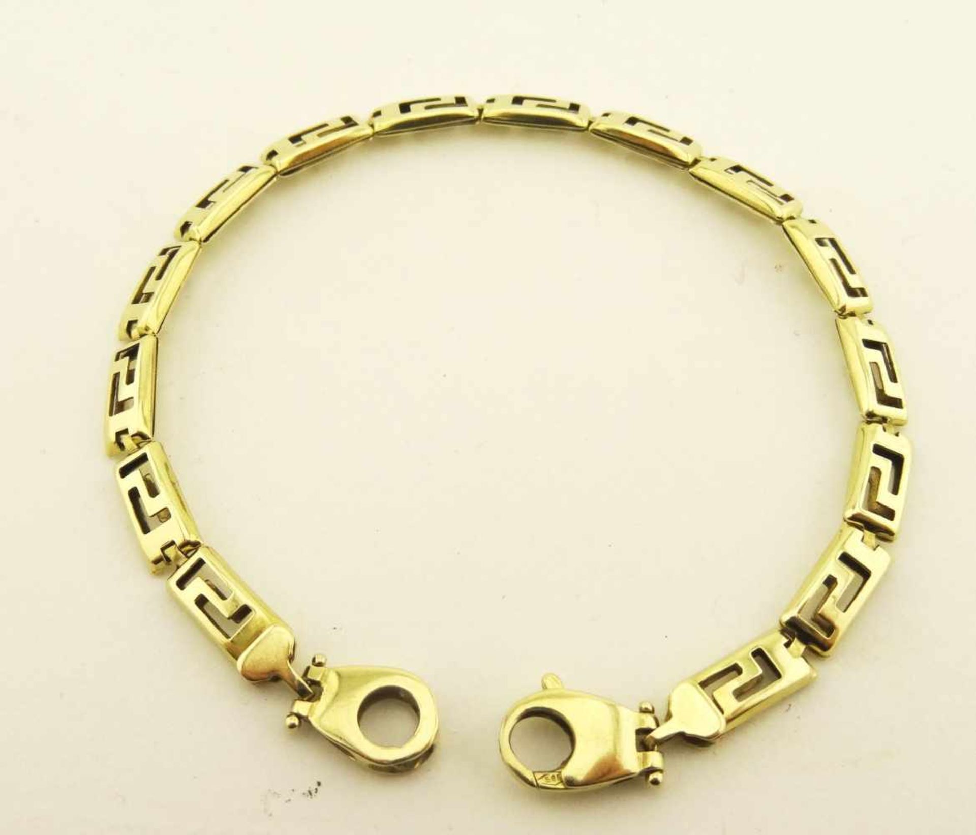 Armband 585 Gold im Mäandermuster, Länge ca. 19 cm, Breite ca. 5mm, Gewicht ges. ca. 7g