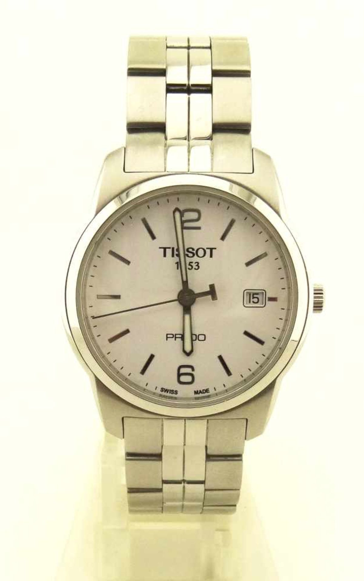 Herrenuhr T049410B Tissot PR 100 Stahl Quarzuhr in Stahl mit Stahlmetallband, Durchmesser der Uhr