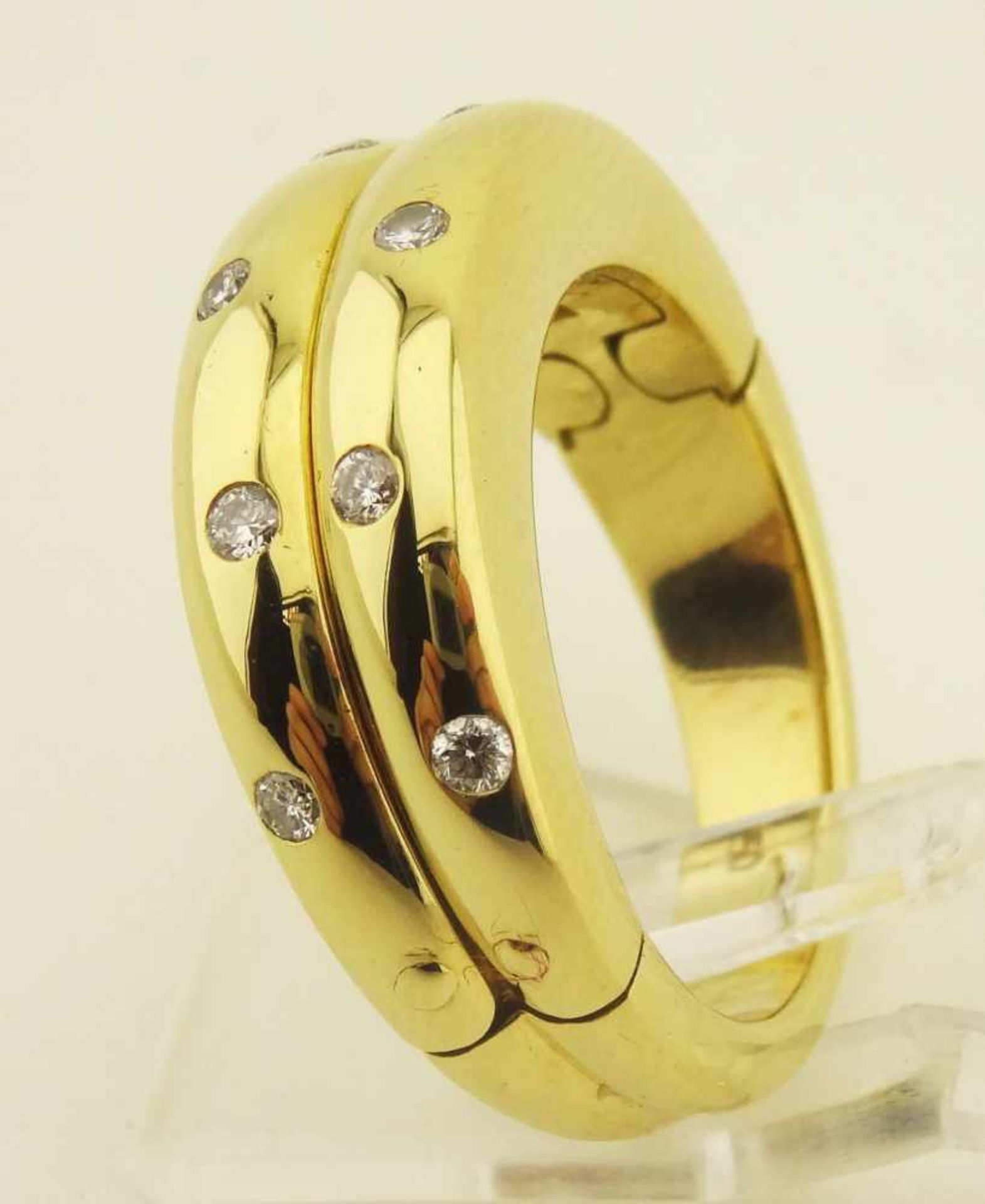Damenring 750 Gold versteckte Diamanten ausgefallener Damenring in 750 Gold mit Prinzess Diamanten - Bild 2 aus 5