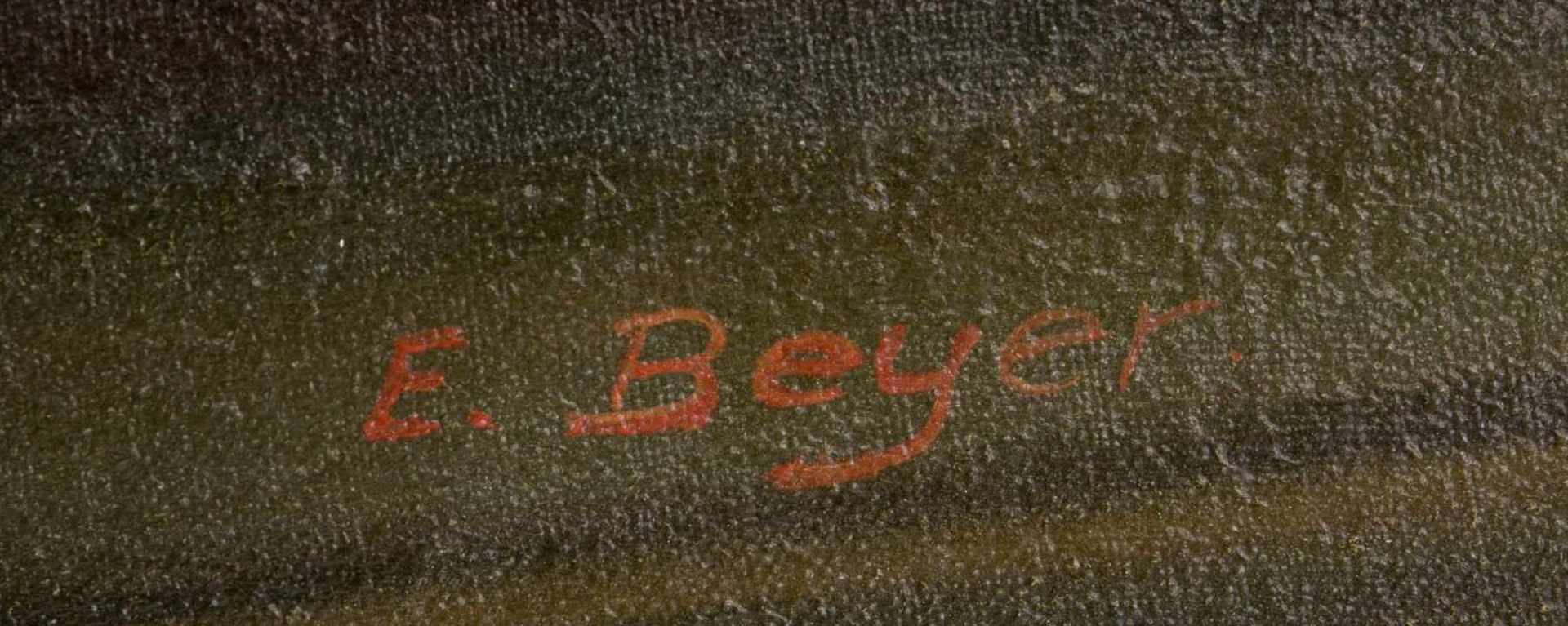 Stilleben, Öl auf Leinwand, signiert und gerahmt. Signiert unten rechts E.Beyer, gerahmt, 110 x 60 - Bild 2 aus 3