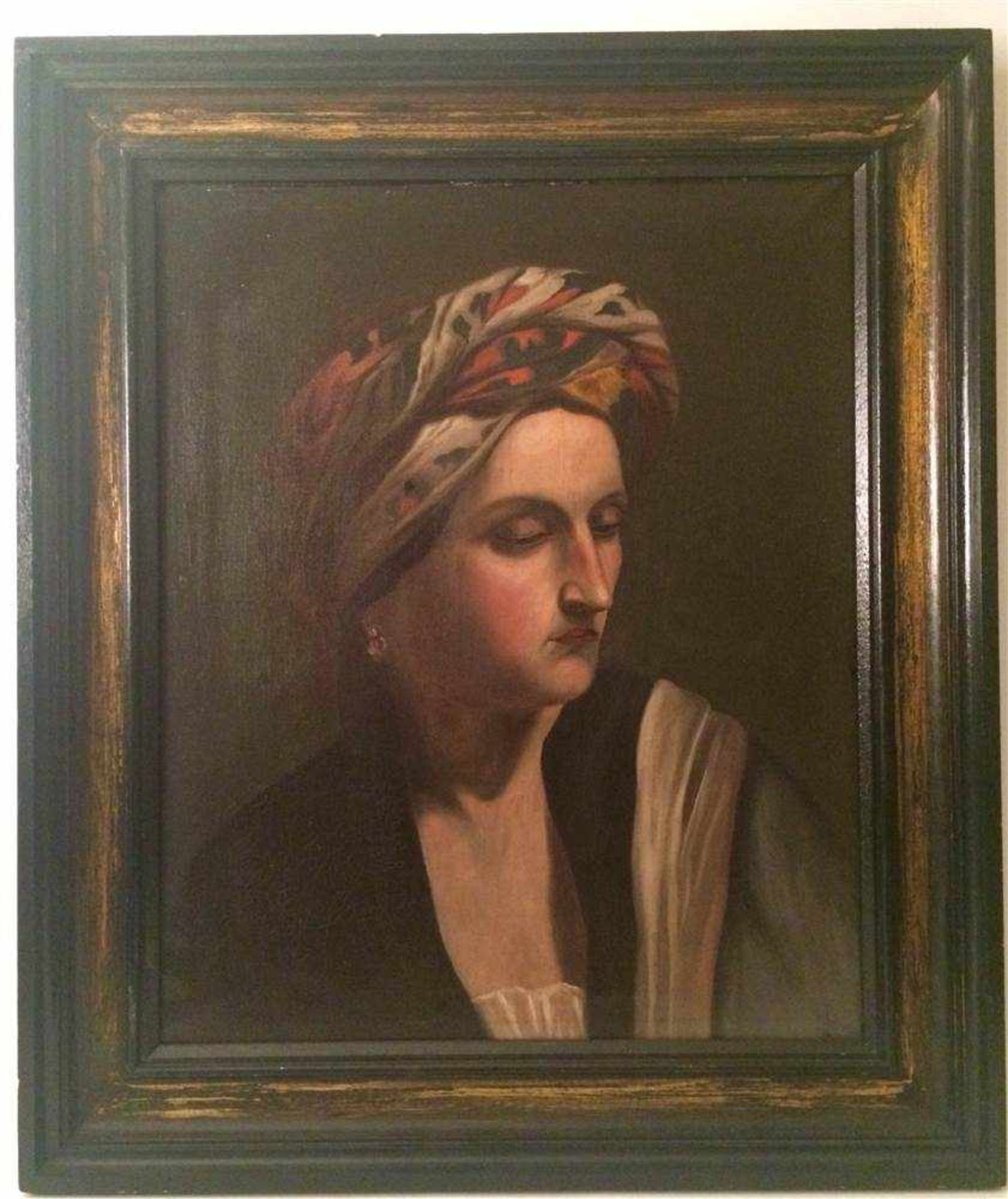 Bildnis einer Dame mit Turban, Öl auf Leinwand, gerahmt, erste Hälfte 19. Jh Bildnis einer Dame - Bild 2 aus 4