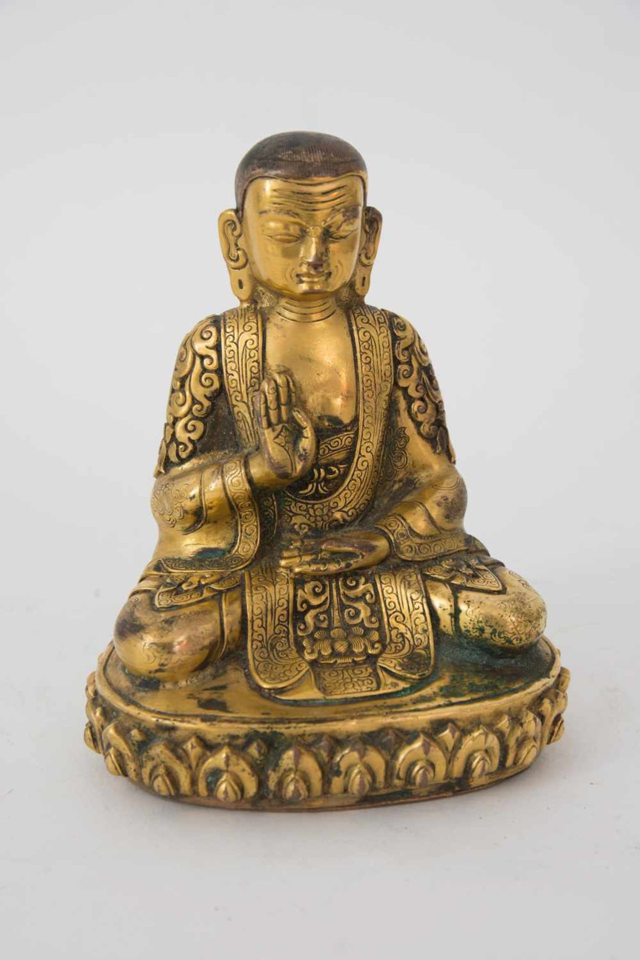 ADIBUDDHA SCULPTURE, firegilt bronze, Central Asia Sculpture finely elaborated, measurements: 12 x