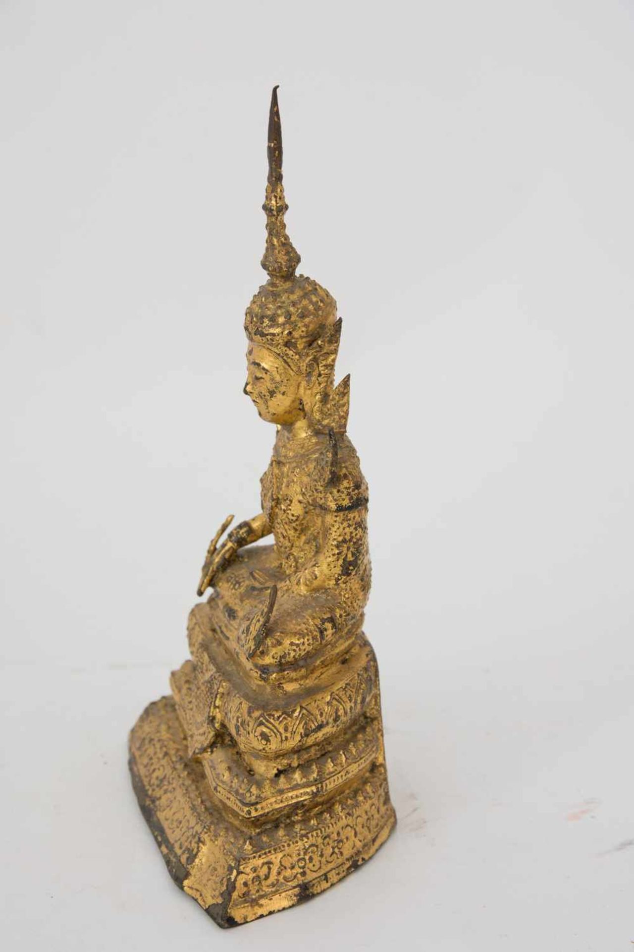 FIREGILT BRONZE BUDDHA SCULPTURE, probably Thailand A firegilt bronze Buddha sculpture probably - Image 4 of 5