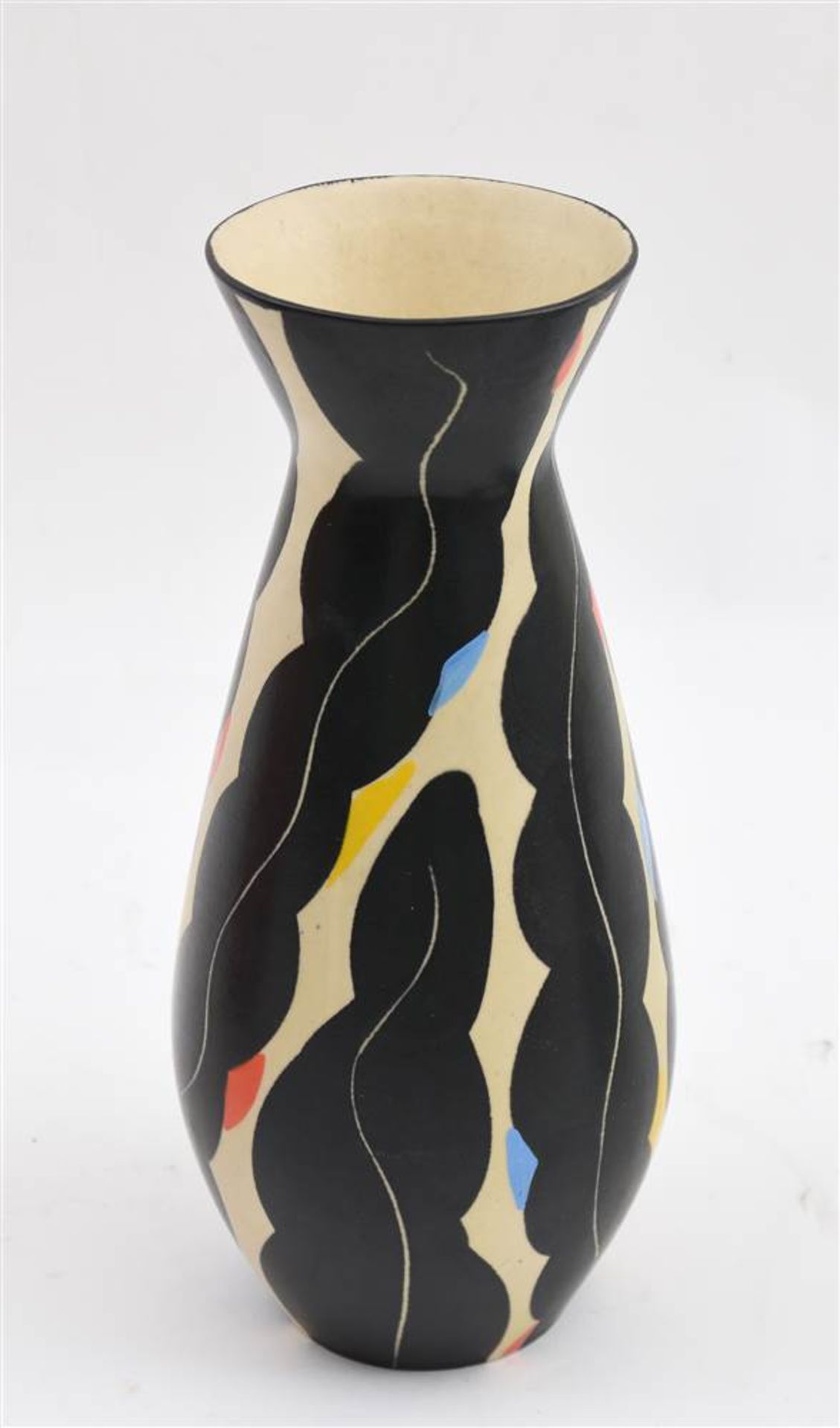 KERAMIK- VASE, bunte glasierte Keramik, nummeriert, 20. Jahrhundert Vase aus bemalter glasierter