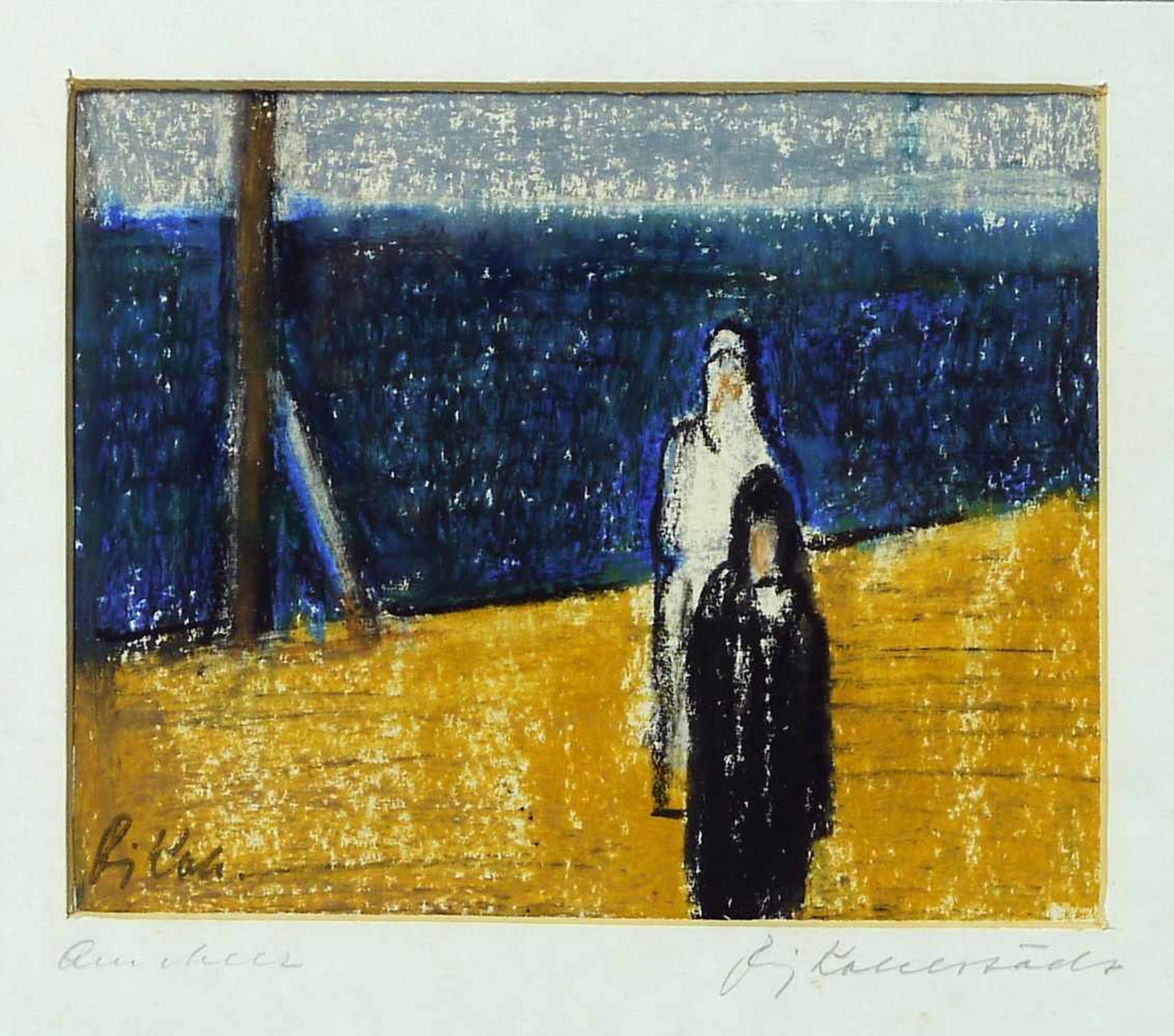 FRITZ KOHLSTÄDT. Am Meer, Wachskreide auf Papier, signiert, 20. Jahrhundert "Am Meer" vom Maler - Image 2 of 3