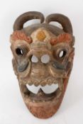 CHINESISCHE MASKE FEUERDRACHE, Holz, China 20. Jahrhundert Hölzerne Maske aus China des 20.